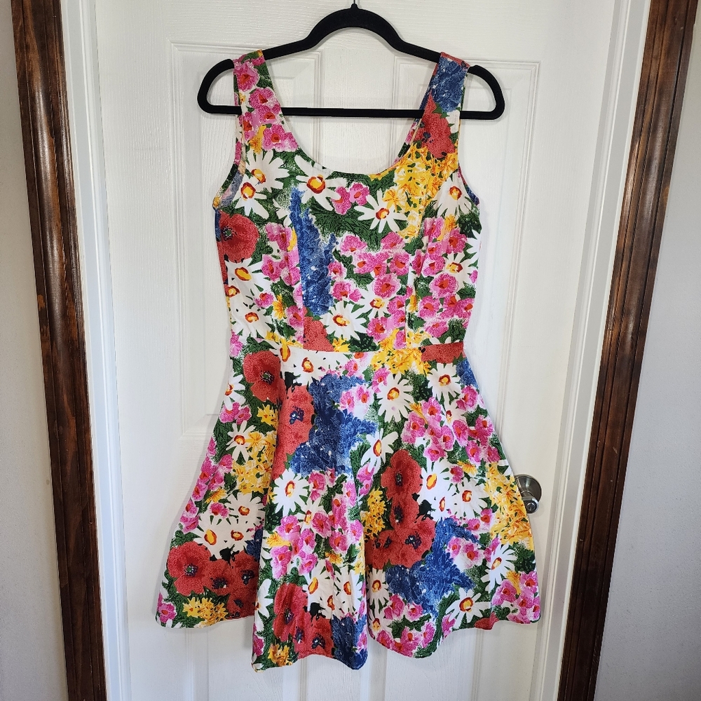 Vintage Robinsons milkmaid dress bright floral sleeveless dress size medium - Picture 6 of 16